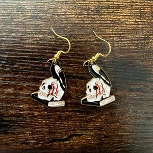 Raven Skeleton Alloy Earrings